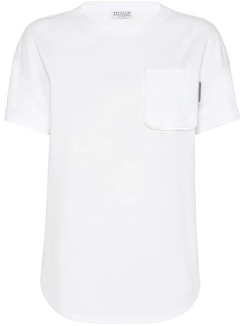 Milk white cotton  t-shirt Brunello Cucinelli | M0T81EH900C6159